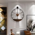 Modern Wood Walnut Dial Wall Clock, Large Simple Wall Decor Metal Frame Silent Non Ticking Clock for Living Room Decor, Kitchen, Bedroom, Study Decoration, Handmade Home Gift Idea, 22.5 in - Image 3