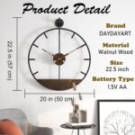 Modern Wood Walnut Dial Wall Clock, Large Simple Wall Decor Metal Frame Silent Non Ticking Clock for Living Room Decor, Kitchen, Bedroom, Study Decoration, Handmade Home Gift Idea, 22.5 in - Image 4