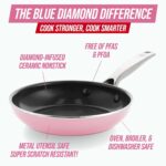 Blue Diamond Frying Pan 8” Skillet, Diamond Infused Healthy Ceramic Nonstick, PFAS and PFOA-Free, Dishwasher and Oven Safe, Even Heating, Metal Utensil Safe, Warp Control Base, Pink - Image 4