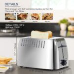 Toaster 2 Slice Stainless Steel Bagel Toaster Extra Wide Slots with 6 Browning Setting, Bagel/Reheat/Defrost/Cancel Function for Toasting Bread, Bagels and Waffles, 750W, Silver - Image 4