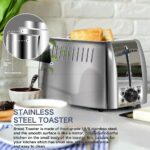Toaster 2 Slice Stainless Steel Bagel Toaster Extra Wide Slots with 6 Browning Setting, Bagel/Reheat/Defrost/Cancel Function for Toasting Bread, Bagels and Waffles, 750W, Silver - Image 5