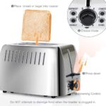 Toaster 2 Slice Stainless Steel Bagel Toaster Extra Wide Slots with 6 Browning Setting, Bagel/Reheat/Defrost/Cancel Function for Toasting Bread, Bagels and Waffles, 750W, Silver - Image 6