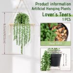 Realistic Artificial String of Pearls Plant - Faux Hanging Succulent Trailing Plant with Black Pot, Natural-Looking Small Potted Faux Plant Indoor Outdoor for Home Office Shelf Decor - Image 3