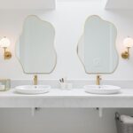 BOMINICA Irregular Wall Mirror Asymmetrical Mirror, Decorative Wall Mirror Golden Wood Framed, Wall Mounted Mirror for Bathroom Living Room Entryway Bedroom Hallway (Gold, 20" x 28") - Image 3