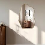 BOMINICA Irregular Wall Mirror Asymmetrical Mirror, Decorative Wall Mirror Golden Wood Framed, Wall Mounted Mirror for Bathroom Living Room Entryway Bedroom Hallway (Gold, 20" x 28") - Image 9