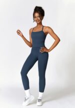 Womens Workout Sets Two Piece Cross Back Tank Top Matching High Waist Leggings Sets Gym Outfits Work Out Clothes - Image 4