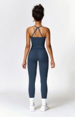 Womens Workout Sets Two Piece Cross Back Tank Top Matching High Waist Leggings Sets Gym Outfits Work Out Clothes - Image 5