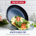 Blue Diamond 12" Nonstick Frying Pan Skillet, Diamond Infused PFAS & PTFE-Free Ceramic Pot, Dishwasher & Oven Safe, Stay Cool Handle, Durable Non Toxic Metal Utensil Safe, Egg & Omelet Pan, Blue - Image 3