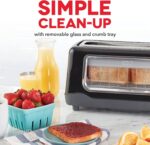 Dash Clear View Toaster - Features Large Window & Extra-Wide Slots - Auto-Shut Off Feature - Bagel Functions, & Seven-Browning Levels - 1-Touch Defrost - Black - Image 6