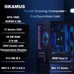 Gaming PC, i7 CPU, GTX 1660 Super 6GB Graphics, 512 GB M.2, 16 GB RAM Pre-Built Computer, RGB Fans x 4, Win 11 Home，WiFi 6 + 5.2/5.3, 550W PSU (GTX 1660S+512GB+16GB) - Image 4