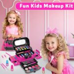 Hollyhi 58 Pcs Kids Makeup Kit for Girl, Princess Toys Real Washable Cosmetic Set with Mirror, Kids Makeup Sets for Girls, Play Make Up Birthday Gifts for 3 4 5 6 7 8 9 10 11 12 Years Old Kid (Rose) - Image 7