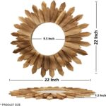 LOSOUR 2 Pack 22 Inch Boho Wall Sunburst Mirror Rustic Round Wood Decorative Mirror Boho Wall Art Decor for Entryway Bedroom Living Room - Image 7