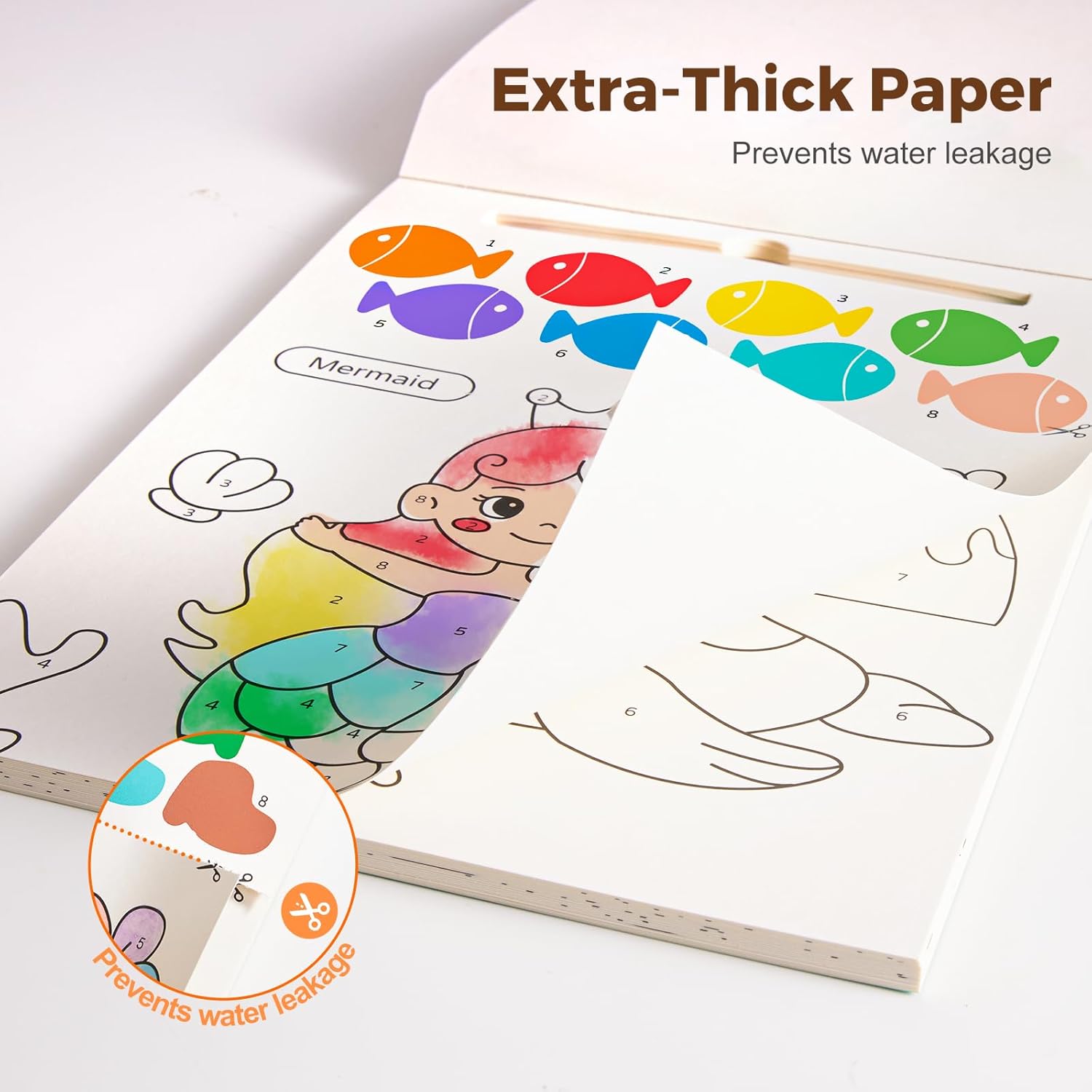 Paint with Water Books for Toddlers, Mess Free Watercolor Painting Activity for Kids Ages 1-3, 2-4, 4-6, Art Craft Coloring Gift with Brush, Airplane Travel Activities for Toddlers, Ocean Animals - Image 3