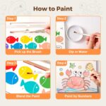 Paint with Water Books for Toddlers, Mess Free Watercolor Painting Activity for Kids Ages 1-3, 2-4, 4-6, Art Craft Coloring Gift with Brush, Airplane Travel Activities for Toddlers, Ocean Animals - Image 7