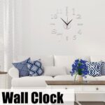 DIY Wall Clock Silent Frameless Wall Clocks Battery Operated 15.7 Inch Silver Acrylic Wall Clock Sticker Modern Wall Clocks for Living Room Kitchen Bedroom Office (S) - Image 3