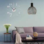 DIY Wall Clock Silent Frameless Wall Clocks Battery Operated 15.7 Inch Silver Acrylic Wall Clock Sticker Modern Wall Clocks for Living Room Kitchen Bedroom Office (S) - Image 7