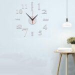 DIY Wall Clock Silent Frameless Wall Clocks Battery Operated 15.7 Inch Silver Acrylic Wall Clock Sticker Modern Wall Clocks for Living Room Kitchen Bedroom Office (S) - Image 8