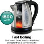 Hamilton Beach Electric Tea Kettle, Water Boiler & Heater, 1.7 Liter, Cordless Serving, 1500 Watts for Fast Boiling, Auto-Shutoff and Boil-Dry Protection, Stainless Steel (40880) - Image 3