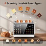 4 Slice Toaster Wide Slot– Dual Digital TouchScreen & Independent Control Panel | Single-Slice Modes/Reheat/Defrost | 1800W Stainless Steel Toaster for Bagels & Artisan Bread - Image 7