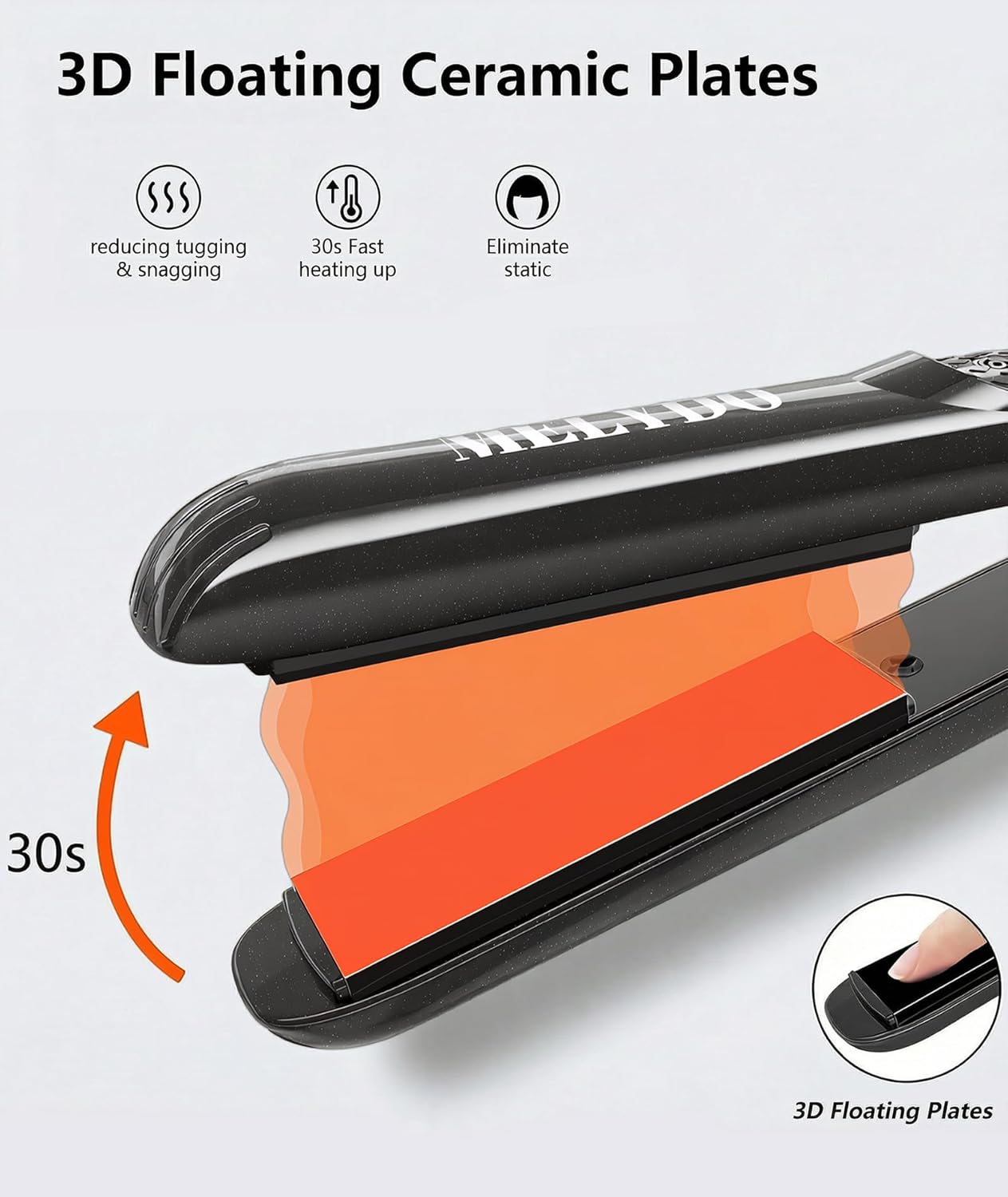 Mini Flat Iron, Ceramic Tourmaline Small Hair Straightener for Short Hair/Bangs, Dual Voltage Travel Hair Straightener, Portable Mini Straightener with Storage Pouch(Black) - Image 4