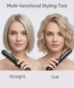 Mini Flat Iron, Ceramic Tourmaline Small Hair Straightener for Short Hair/Bangs, Dual Voltage Travel Hair Straightener, Portable Mini Straightener with Storage Pouch(Black) - Image 5