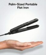 Mini Flat Iron, Ceramic Tourmaline Small Hair Straightener for Short Hair/Bangs, Dual Voltage Travel Hair Straightener, Portable Mini Straightener with Storage Pouch(Black) - Image 6