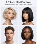 Mini Flat Iron, Ceramic Tourmaline Small Hair Straightener for Short Hair/Bangs, Dual Voltage Travel Hair Straightener, Portable Mini Straightener with Storage Pouch(Black) - Image 7