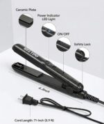 Mini Flat Iron, Ceramic Tourmaline Small Hair Straightener for Short Hair/Bangs, Dual Voltage Travel Hair Straightener, Portable Mini Straightener with Storage Pouch(Black) - Image 8