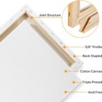 CONDA 16x20 inch Stretched Canvas for Painting, Pack of 5, Primed, 100% Cotton 5/8 Inch Profile Value Bulk Pack for Acrylics, Oils Painting - Image 4
