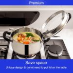 Stainless Steel Cookware Pasta Pot by Cyrder – 3 Quart, Strainer in Glass Lid, Two Side Spouts, Capsule Bottom Stock Pot, Durable & dishwasher safe - Image 4