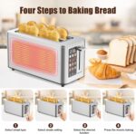 Touch Screen Toaster 4 Slice, 4 Bread Types, 4 Shade Settings, LCD Display, Extra Wide 1.5" Slots, Memory Function, 1400W，16.54 * 8.66 * 7.48inch - Image 3