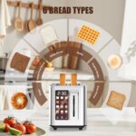 Touch Screen Toaster 4 Slice, 4 Bread Types, 4 Shade Settings, LCD Display, Extra Wide 1.5" Slots, Memory Function, 1400W，16.54 * 8.66 * 7.48inch - Image 4