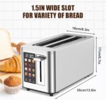 Touch Screen Toaster 4 Slice, 4 Bread Types, 4 Shade Settings, LCD Display, Extra Wide 1.5" Slots, Memory Function, 1400W，16.54 * 8.66 * 7.48inch - Image 8