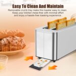 Touch Screen Toaster 4 Slice, 4 Bread Types, 4 Shade Settings, LCD Display, Extra Wide 1.5" Slots, Memory Function, 1400W，16.54 * 8.66 * 7.48inch - Image 10