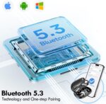 kurdene Wireless Earbuds Bluetooth Headphones Sport,Over Ear Buds with Deep Bass Sound,60Hrs Playtime Earphones Redesigned Comfort Fit with Earhooks for Running,Meeting,Workout-Black - Image 8