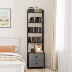 CD Storage Rack with Drawer, 5-Tier DVD Organizer Shelf w/Adjustable Book Stoppers, Media Storage Rack for CD/DVD, Books & Games, Ideal for Living Room & Home Office – 15.7x11.8x56.5Inches - Image 8