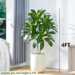 2 Pack Artifical Dracaena Tree Indoor, 4FT Tall Fake Floor Plants with White Planter & Pebbles, Fuax Silk Yucca Tree for Home Office Living Room Bedroom Farmhouse Modern Outdoor Topiary Tree - Image 8
