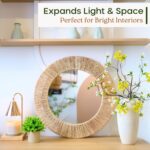 24 Inch Natural Jute Mirror, Wall Mounted Round Mirror with Metal Frame, Wall Decor Rustic Farmhouse Boho Decor Accent for Bathroom, Bedroom, Living Room, or Entryway - Image 5