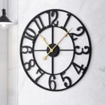 LEIKE Large Wall Clock, 24" Silent Non-Ticking, Battery Operated, Oversized, Decorative Retro Black Metal Clock for Living Room,Farmhouse, Dinner Room,Indoor, Outdoor Decor(60cm, Black Arabic Number) - Image 5