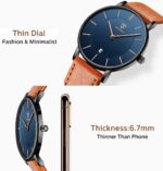 BEN NEVIS Watch, Mens Watch, Minimalist Fashion Simple Wrist Watch Analog Date with Leather Strap - Image 4
