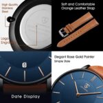 BEN NEVIS Watch, Mens Watch, Minimalist Fashion Simple Wrist Watch Analog Date with Leather Strap - Image 5
