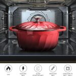 Enameled Cast Iron Dutch Oven Pot with Lid, 3 QT Dutch Oven for Bread Baking, Heavy Duty Cast Iron Pot for Braising, Cook, Bake, Oven Safe across All Cooktops (Gradient Red,3 QT) - Image 6