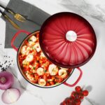 Enameled Cast Iron Dutch Oven Pot with Lid, 3 QT Dutch Oven for Bread Baking, Heavy Duty Cast Iron Pot for Braising, Cook, Bake, Oven Safe across All Cooktops (Gradient Red,3 QT) - Image 9