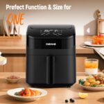 DEIME Air Fryer 4.5 Qt, Small Airfryer Digital Space Saving Compact, Bake, Reheat, Roasts for Quick Easy Meals, Mini Compact & Quiet, Nonstick & Dishwasher Safe Basket with Toast Rack (Black) - Image 5
