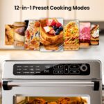 Kismile 25QT Air Fryer Toaster Oven Combo, 12-in-1 Large Countertop Convection Airfryer Oven, 70–450℉, Bake, Roast, Reheat, Broil, Fits 12″ Pizza, Includes Full Accessories, Stainless Steel(Silver) - Image 4