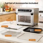 Kismile 25QT Air Fryer Toaster Oven Combo, 12-in-1 Large Countertop Convection Airfryer Oven, 70–450℉, Bake, Roast, Reheat, Broil, Fits 12″ Pizza, Includes Full Accessories, Stainless Steel(Silver) - Image 6