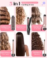 5 in 1 Curling Iron with Thermal Brush and 4 Interchangeable Ceramic Barrels(1/2 to 1 1/2 inch), Curling Wand Set with Flat Iron, Fast Heating, Dual Voltage Hair Curler, Gifts for Women - Image 3