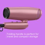 Conair Hair Dryer with Diffuser and Folding Handle, 1875W Travel Blow Dryer with Concentrator, Radiance Boost with Nano-Quartz Ceramic for Less Frizz, More Shine, and Silky Hair, Dusty Rose - Image 5