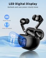 Wireless Earbuds, Bluetooth 5.4 Headphones with 50H Playback, Deep Bass Stereo Ear Buds Clear Calls with LED Power Display, IPX7 Waterproof, in-Ear Earphones with Mic for Phone/Android/iPad, Black - Image 3