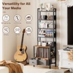 DVD Storage Vinyl Record Storage Rack, 6-Tier CD Rack Tower with Drawers for CDs, DVDs, Albums, Books & Games, Vinyl Record Holder & DVD Shelf Organizer for Living Room & Home Office, 20.8x11.8x63Inch - Image 4